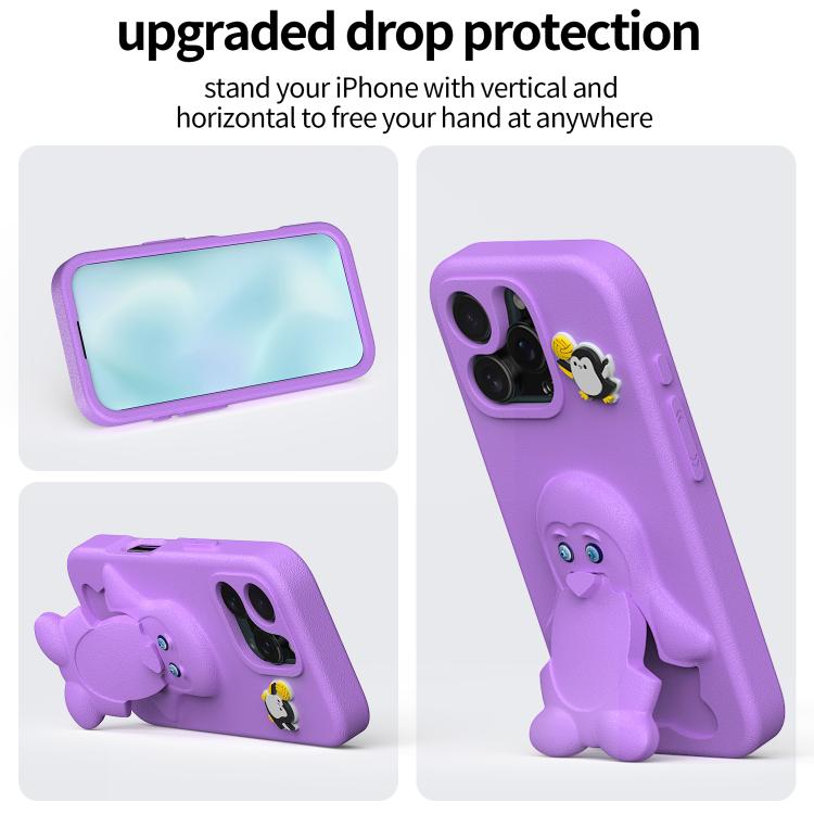 For iPhone 16 Pro Max Penguin Baby EVA Shockproof Phone Case with Holder