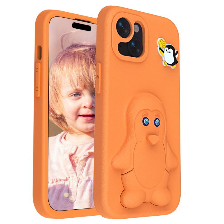 For iPhone 15 Penguin Baby EVA Shockproof Phone Case with Holder
