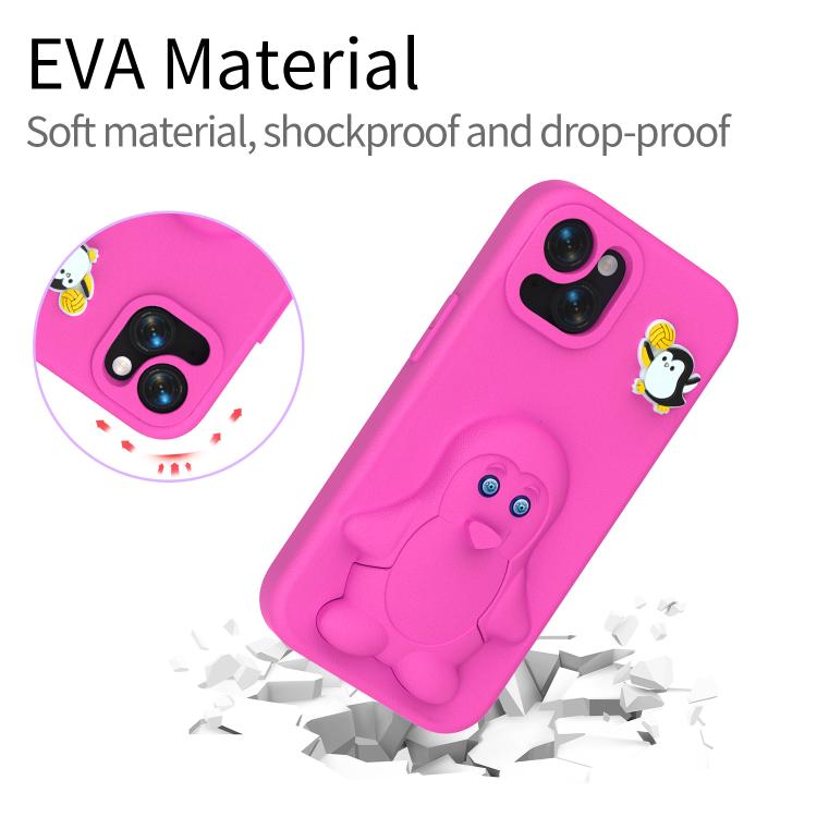 For iPhone 15 Penguin Baby EVA Shockproof Phone Case with Holder