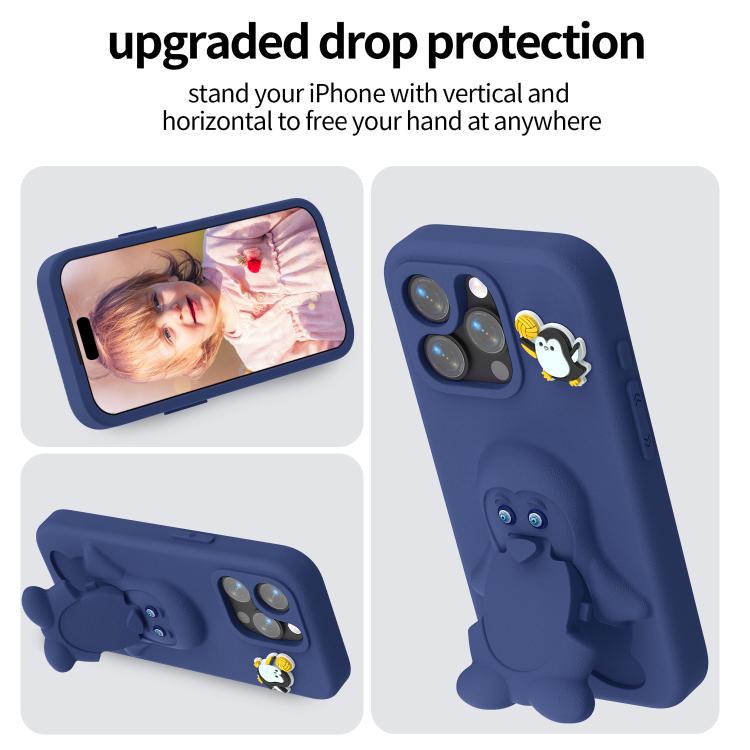 For iPhone 15 Pro Penguin Baby EVA Shockproof Phone Case with Holder