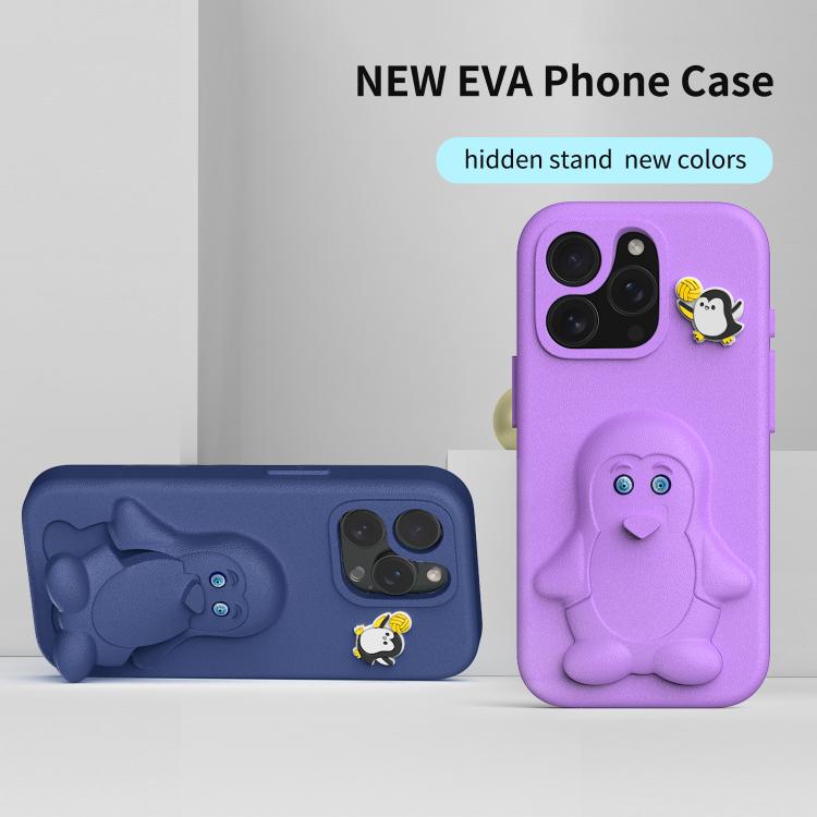 For iPhone 15 Pro Penguin Baby EVA Shockproof Phone Case with Holder