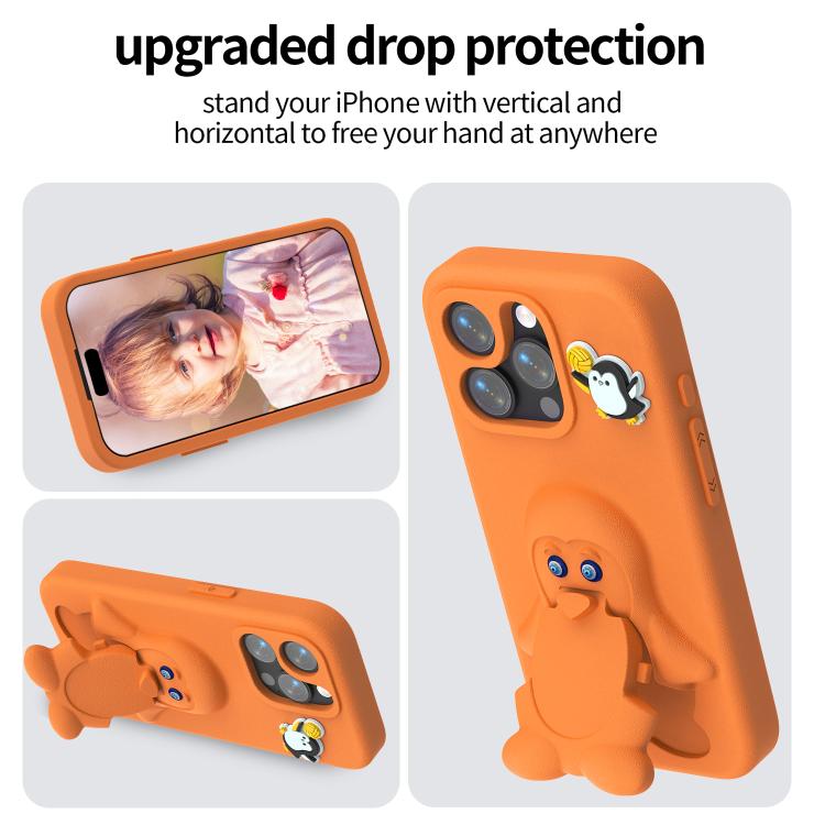 For iPhone 15 Pro Penguin Baby EVA Shockproof Phone Case with Holder