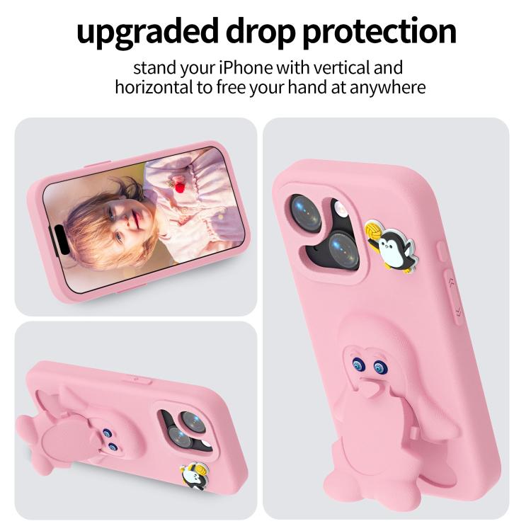 For iPhone 15 Pro Penguin Baby EVA Shockproof Phone Case with Holder