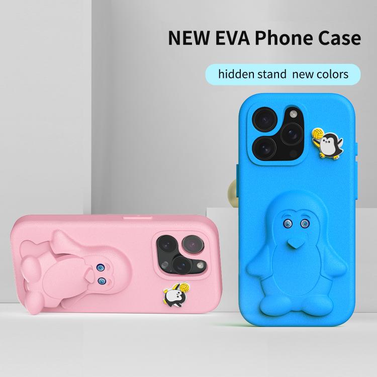 For iPhone 15 Pro Penguin Baby EVA Shockproof Phone Case with Holder