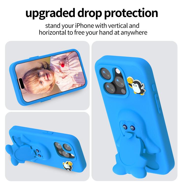 For iPhone 15 Pro Penguin Baby EVA Shockproof Phone Case with Holder