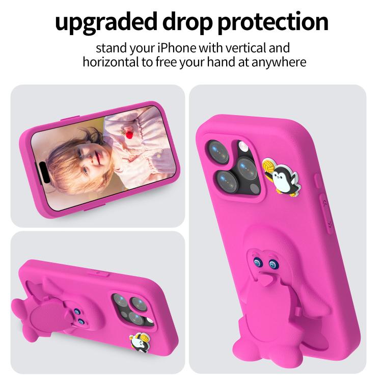 For iPhone 15 Pro Penguin Baby EVA Shockproof Phone Case with Holder
