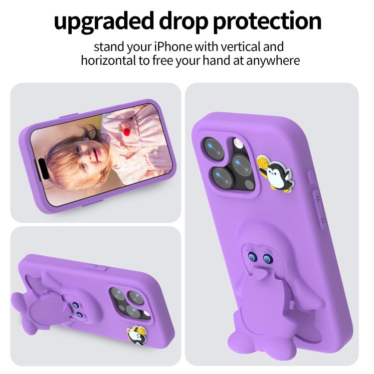For iPhone 15 Pro Penguin Baby EVA Shockproof Phone Case with Holder
