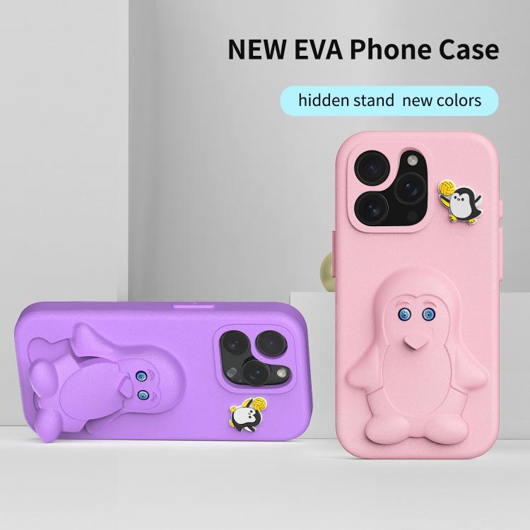 For iPhone 15 Pro Penguin Baby EVA Shockproof Phone Case with Holder
