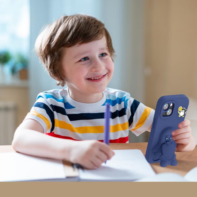 For iPhone 14 Pro Max Penguin Baby EVA Shockproof Phone Case with Holder