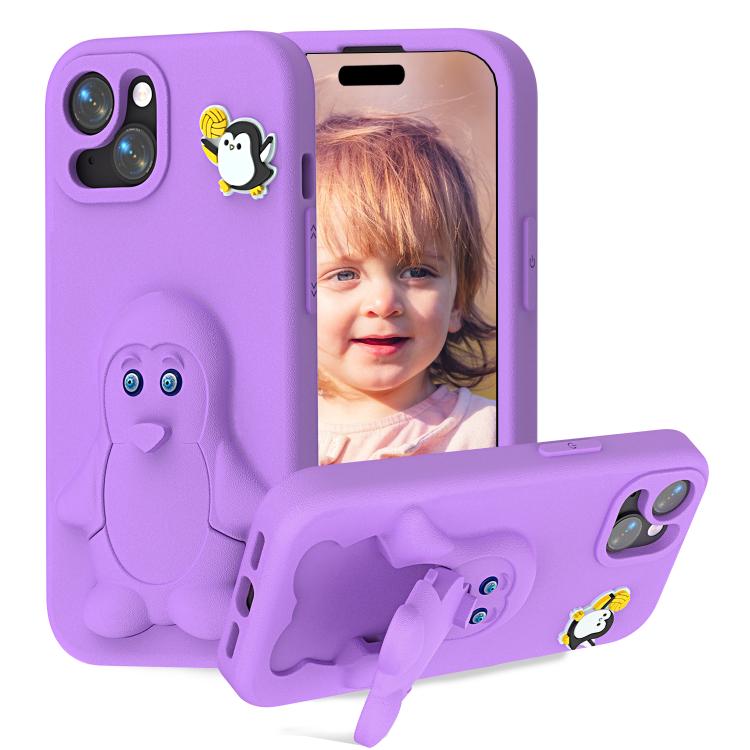 For iPhone 14 Pro Max Penguin Baby EVA Shockproof Phone Case with Holder