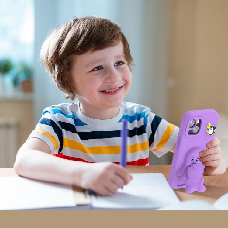 For iPhone 14 Pro Max Penguin Baby EVA Shockproof Phone Case with Holder
