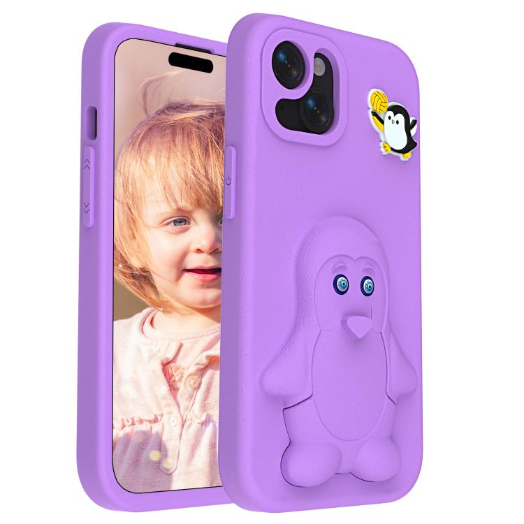 For iPhone 13 Pro Max Penguin Baby EVA Shockproof Phone Case with Holder