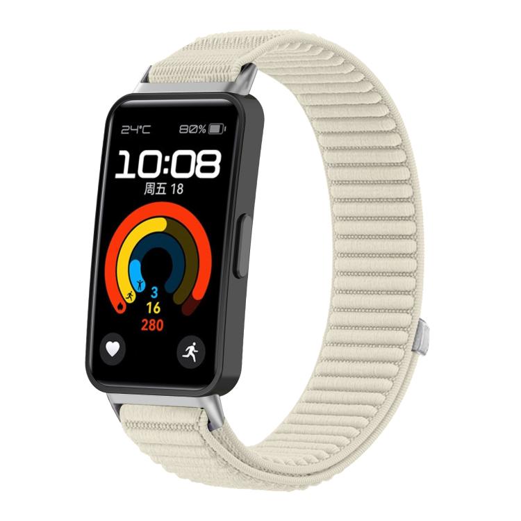 For Honor Band 10 / 9  Woven Nylon Hook And Loop Fastener Metal Interface Watch Band