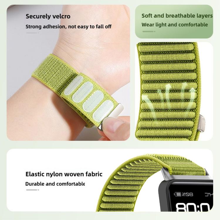 For Honor Band 10 / 9  Woven Nylon Hook And Loop Fastener Metal Interface Watch Band