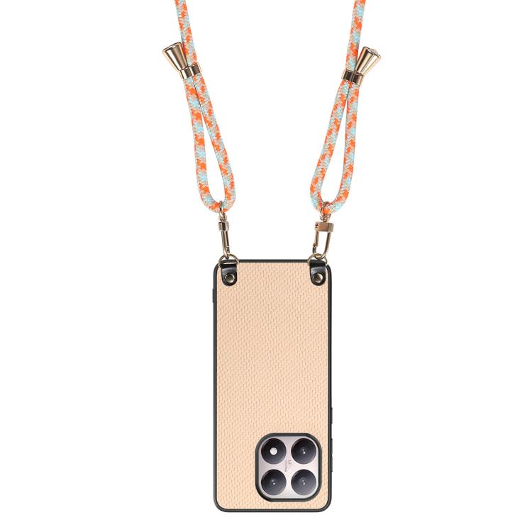 For Xiaomi 15T Carbon Fiber Texture Leather Back Cover Phone Case with Crossbody Strap