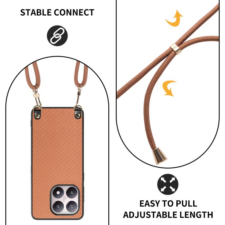 For Xiaomi 17 Carbon Fiber Texture Leather Back Cover Phone Case with Crossbody Strap