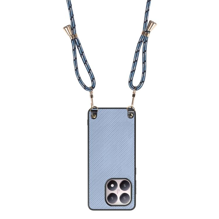For Xiaomi 17 Carbon Fiber Texture Leather Back Cover Phone Case with Crossbody Strap