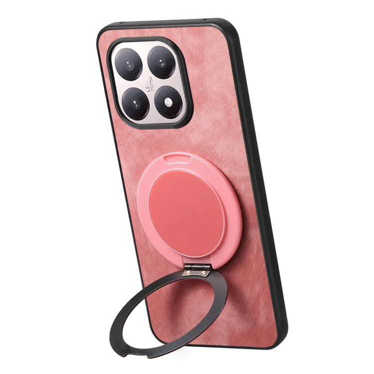 For Xiaomi 15T Retro Leather Rotation Round Holder Phone Case