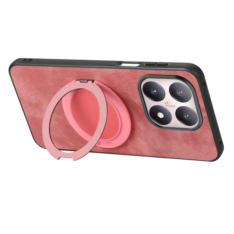For Xiaomi 15T Retro Leather Rotation Round Holder Phone Case