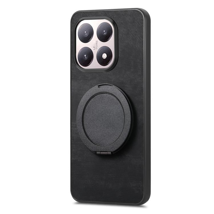 For Xiaomi 15T Retro Leather Rotation Round Holder Phone Case