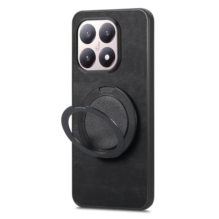 For Xiaomi 15T Retro Leather Rotation Round Holder Phone Case
