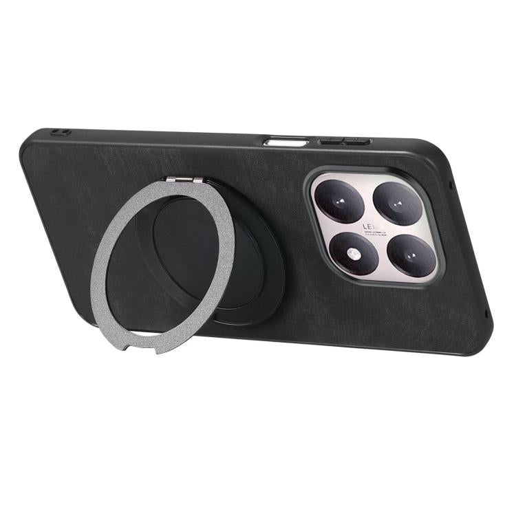 For Xiaomi 15T Retro Leather Rotation Round Holder Phone Case