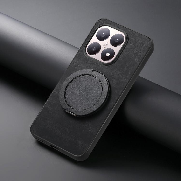 For Xiaomi 15T Retro Leather Rotation Round Holder Phone Case