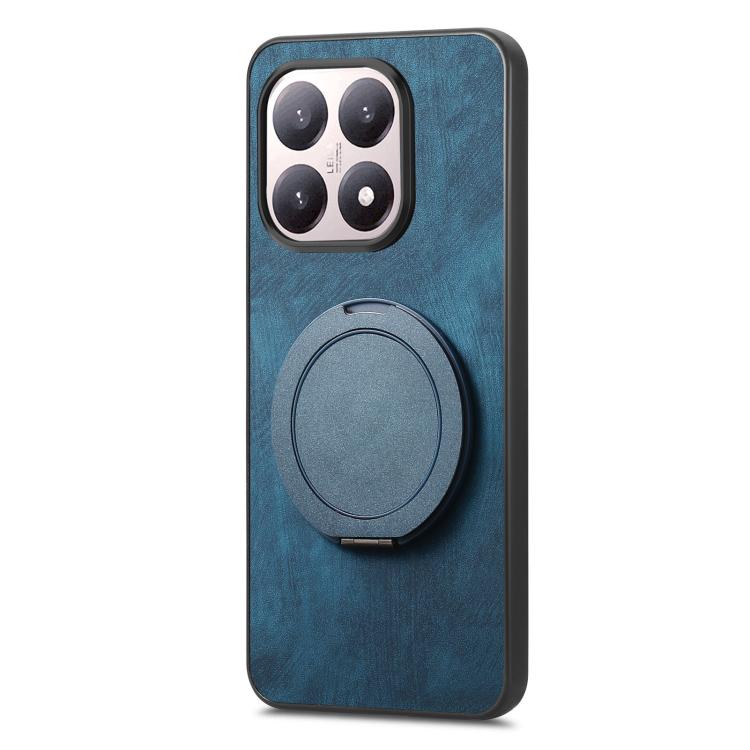 For Xiaomi 15T Retro Leather Rotation Round Holder Phone Case