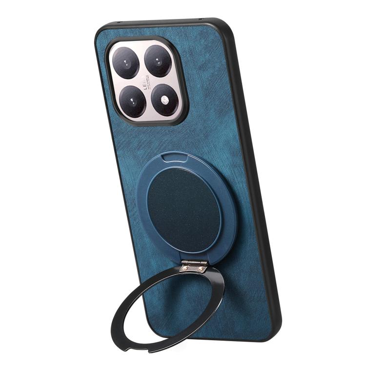 For Xiaomi 15T Retro Leather Rotation Round Holder Phone Case