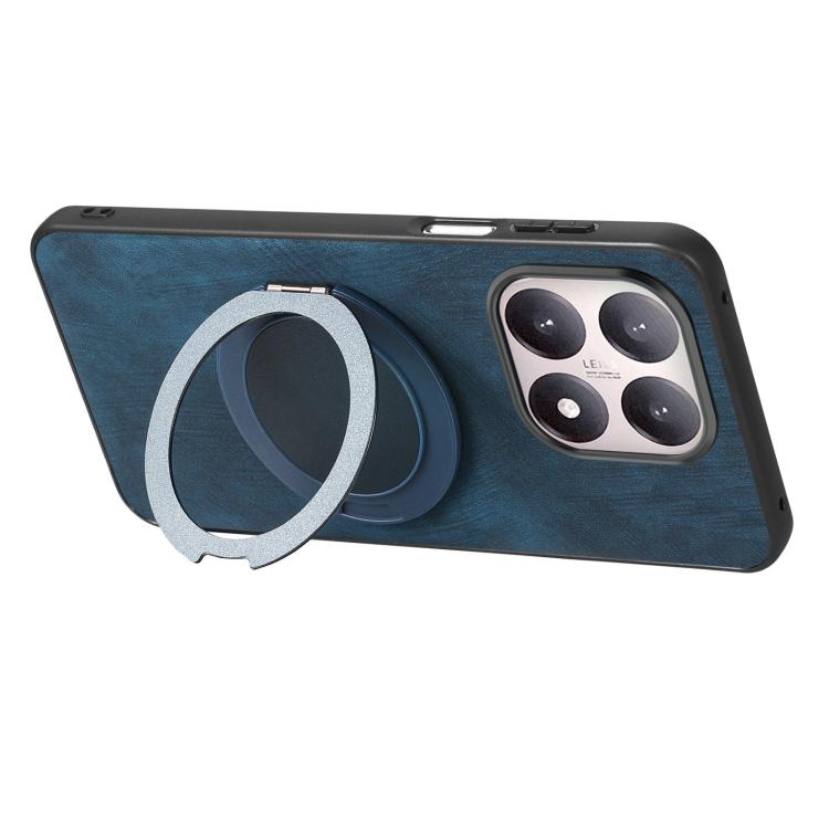 For Xiaomi 15T Retro Leather Rotation Round Holder Phone Case