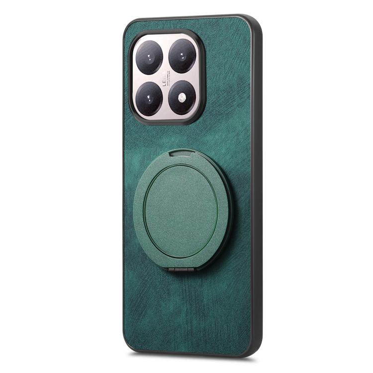For Xiaomi 15T Retro Leather Rotation Round Holder Phone Case