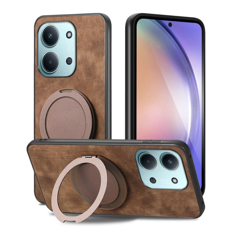 For Redmi 15C 5G / 4G Glodal 171mm Retro Leather Rotation Round Holder Phone Case