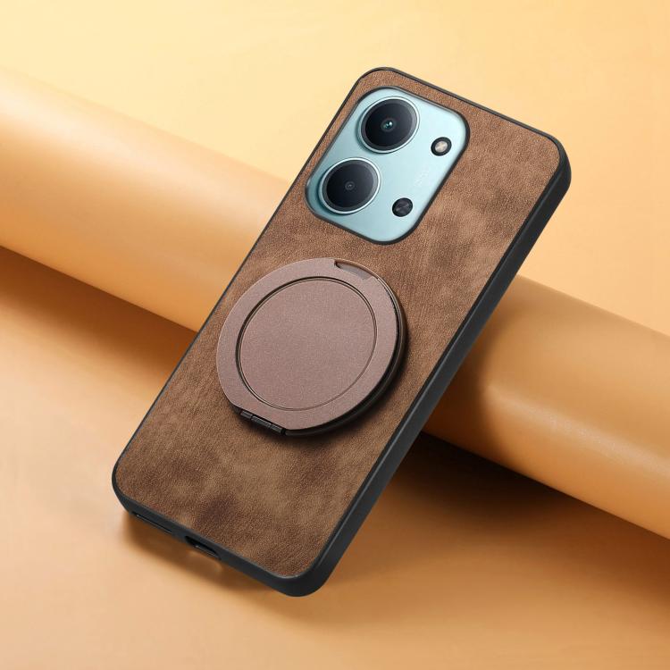For Redmi 15C 5G / 4G Glodal 171mm Retro Leather Rotation Round Holder Phone Case