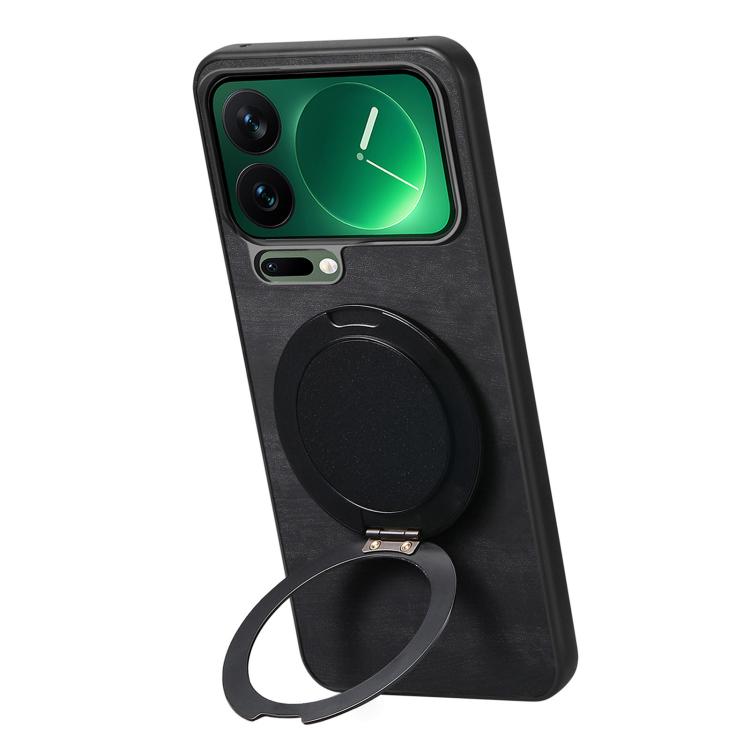 For Xiaomi 17 Pro Retro Leather Rotation Round Holder Phone Case