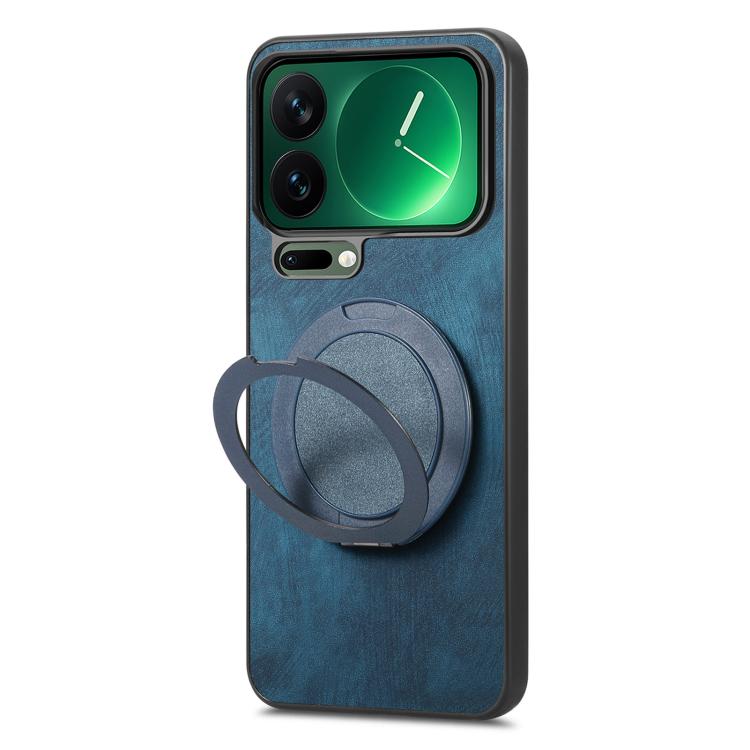 For Xiaomi 17 Pro Retro Leather Rotation Round Holder Phone Case