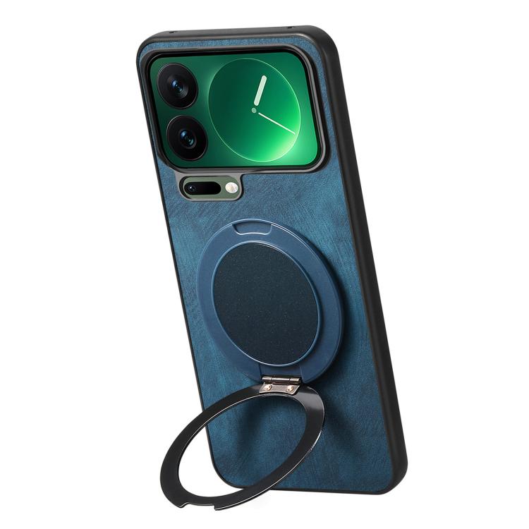 For Xiaomi 17 Pro Retro Leather Rotation Round Holder Phone Case