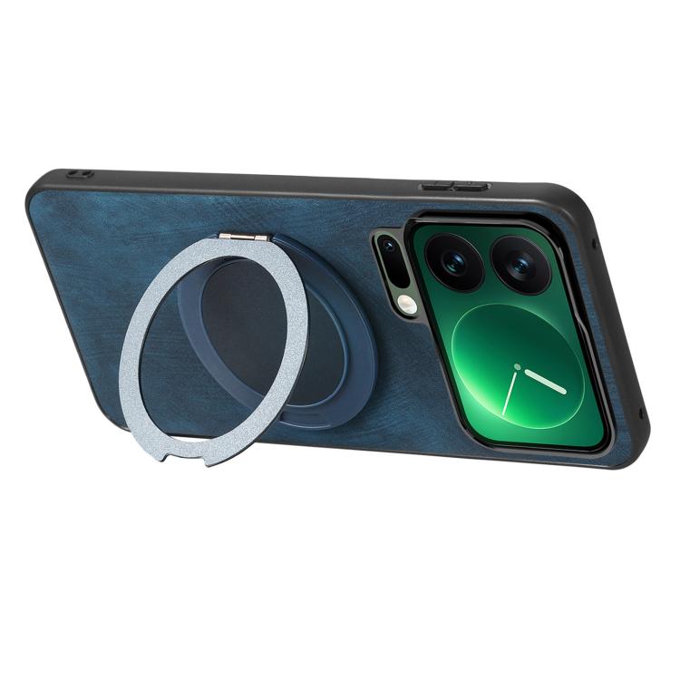 For Xiaomi 17 Pro Max Retro Leather Rotation Round Holder Phone Case