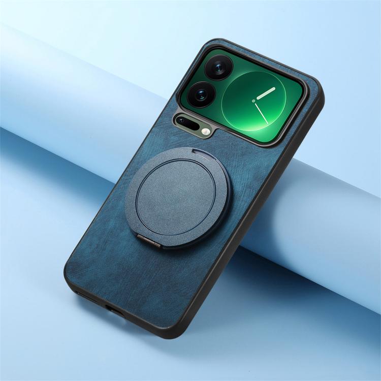 For Xiaomi 17 Pro Max Retro Leather Rotation Round Holder Phone Case