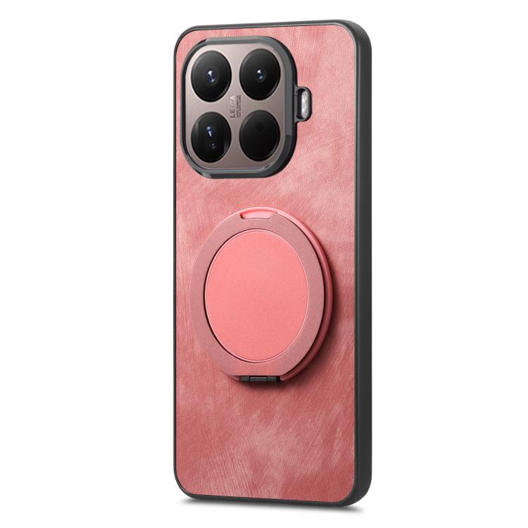 For Xiaomi 15T Pro Retro Leather Rotation Round Holder Phone Case