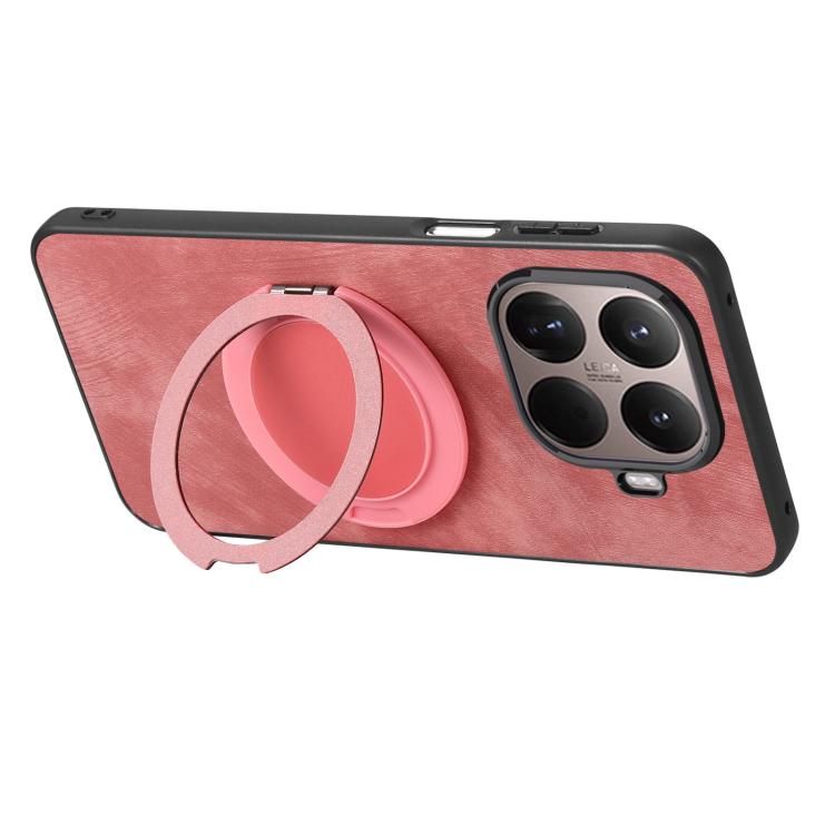 For Xiaomi 15T Pro Retro Leather Rotation Round Holder Phone Case