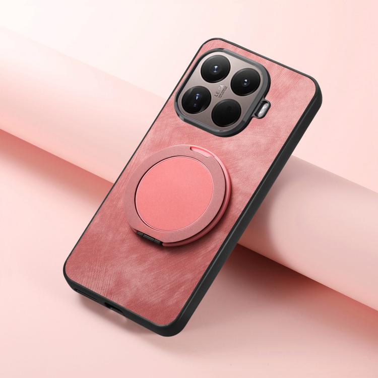 For Xiaomi 15T Pro Retro Leather Rotation Round Holder Phone Case