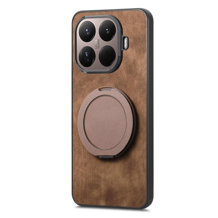 For Xiaomi 15T Pro Retro Leather Rotation Round Holder Phone Case