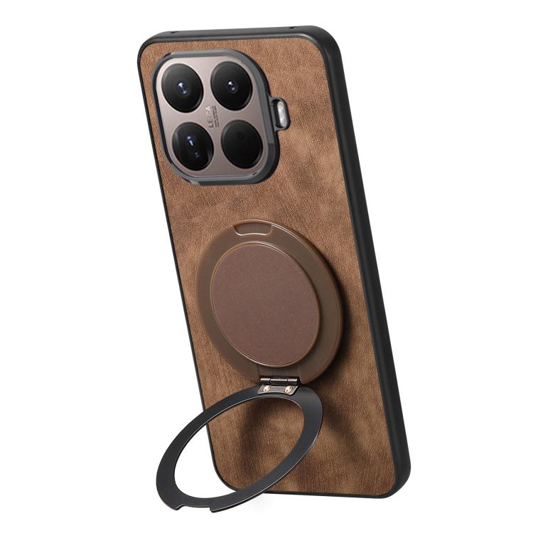 For Xiaomi 15T Pro Retro Leather Rotation Round Holder Phone Case