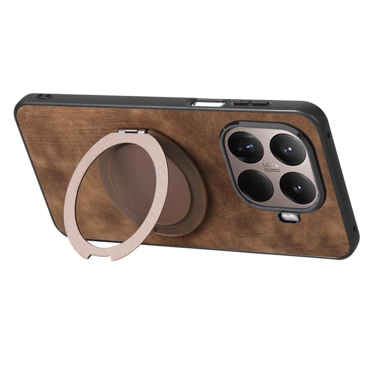 For Xiaomi 15T Pro Retro Leather Rotation Round Holder Phone Case