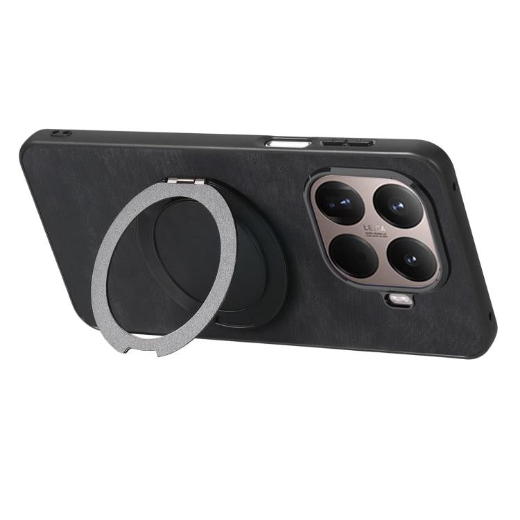 For Xiaomi 15T Pro Retro Leather Rotation Round Holder Phone Case