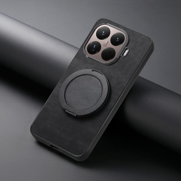For Xiaomi 15T Pro Retro Leather Rotation Round Holder Phone Case