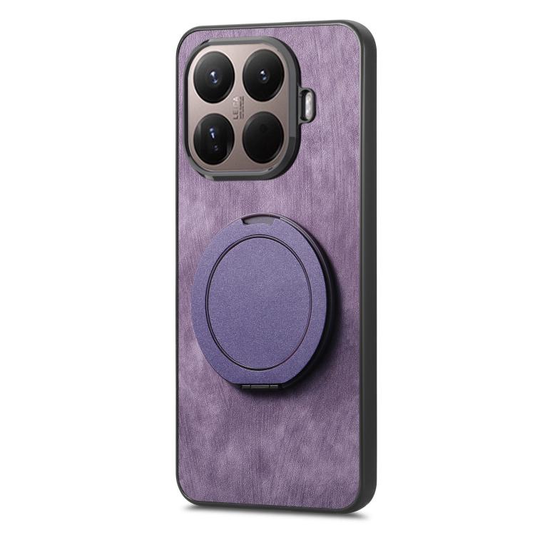 For Xiaomi 15T Pro Retro Leather Rotation Round Holder Phone Case