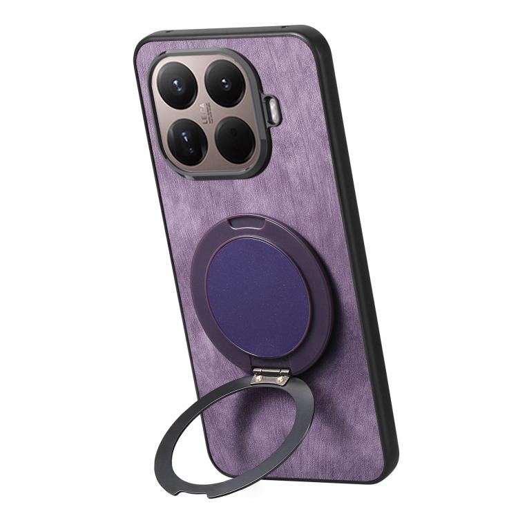 For Xiaomi 15T Pro Retro Leather Rotation Round Holder Phone Case