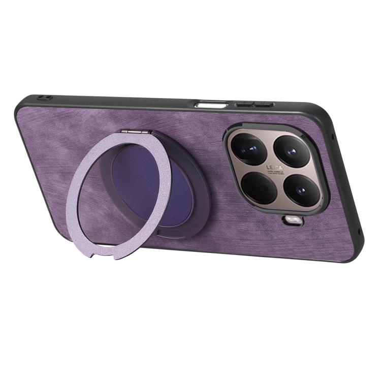 For Xiaomi 15T Pro Retro Leather Rotation Round Holder Phone Case