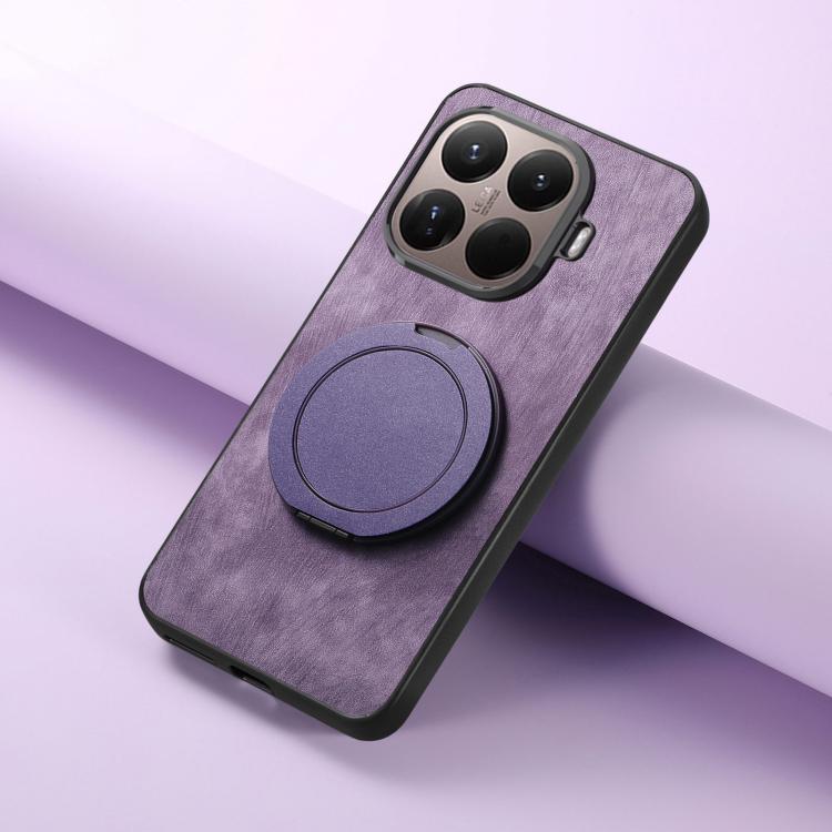 For Xiaomi 15T Pro Retro Leather Rotation Round Holder Phone Case